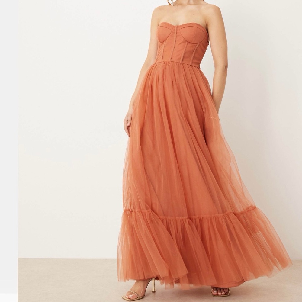 ASOS Lace & Beads Maxi Dress in Terracotta Rose US Size 8